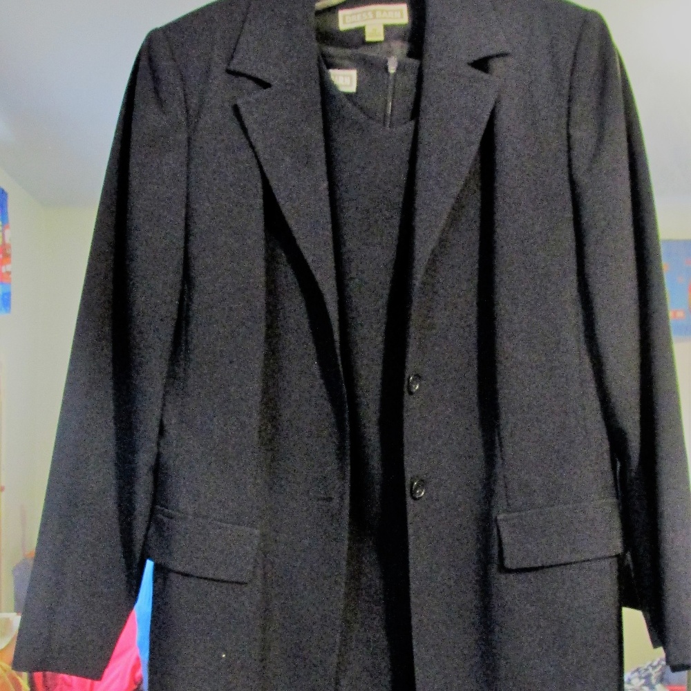 Navy blue shift dress with matching jacket
